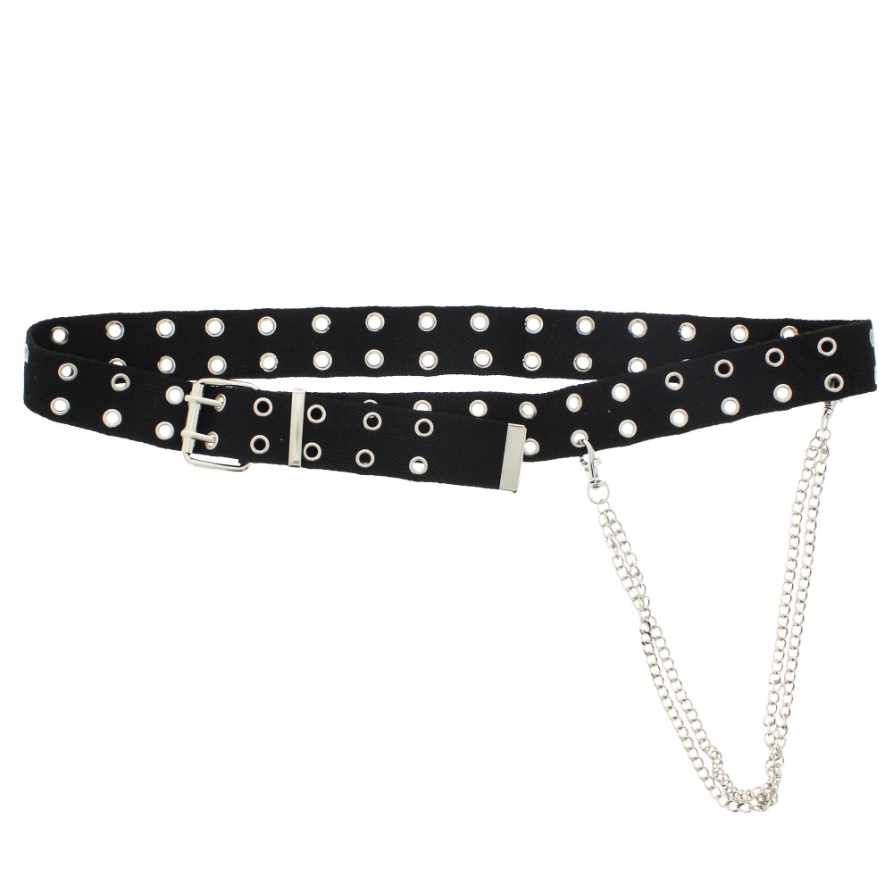 Zac's Alter Ego - 2 row eyelets with double chain Ceinture - Noir/Blanc
